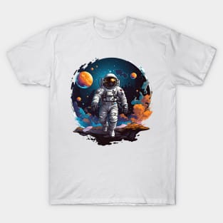 Colorful Astronaut in Space #8 T-Shirt